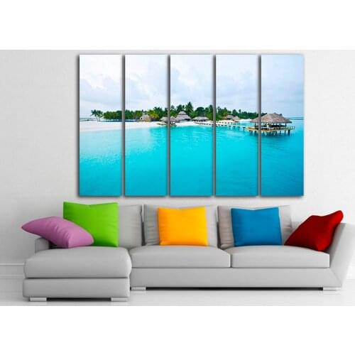 HD Prints Tropical Style Island Canvas Painting 5 Panel Wall Art Pictures Home Decor Modular Landscape Poster For Living Room