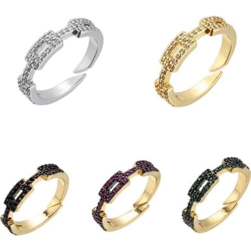HECHENG,Fashion Pure Link ring ,CZ, Chain Ring For Women,Gold color Jewelry Bague Femme Homme JZ1
