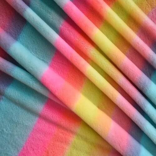 Colorful Thin Plush Fabric Rainbow Stripes Fabric For DIY Home Textile Clothes Toy Crafts Sewing 150cm*50cm