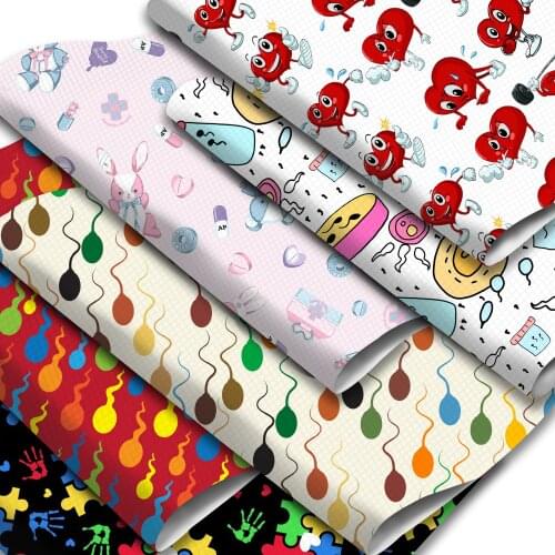 Body Organ Theme Faux Leather Sheets Hearts Animal Printed Synthetic Leather Fabric 20x33cm for DIY Earrings Hair Bows Craft