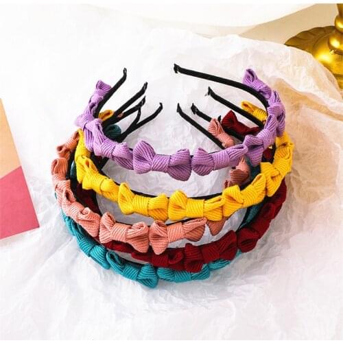 New Candy-colored Bow-knot Hair Band Hair Accessories Korean Popular Sweet and Cute Girly Headband Fashion Jewelry Decoration