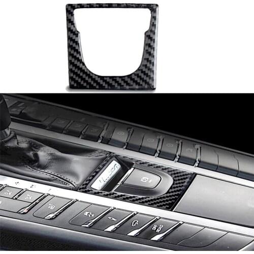 Car Gear Electronic Handbrake Panel Trim Decal Carbon Fiber Sticker For Porsche MACAN Cayenne 2014-2019 Styling Accessories