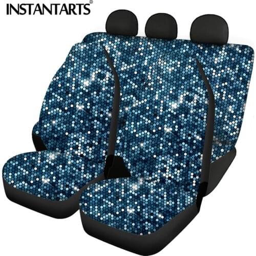 INSTANTARTS Sequins Prints Easy to Install Automobile Seat Protector Anti-Slip Front/Back Car Seat Covers Soft Car Seat Cushion