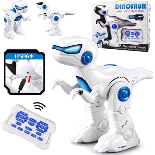 RC Robot Dinosaur Intelligent Remote Control Tyrannosaurus Model With Music Light Walking Programming Function Electric kids toy