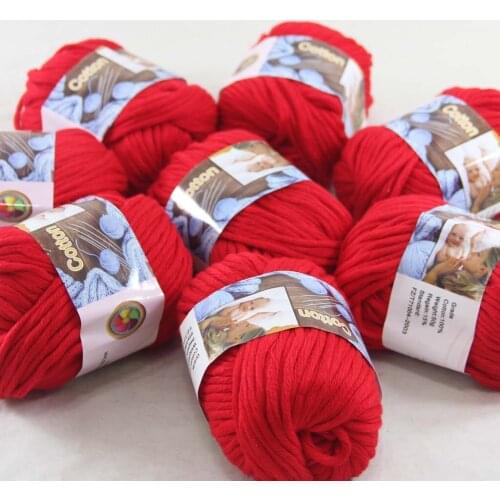 Sale 8Ball x 50g Super Soft Pure Cotton Chunky Shawl Hand Knitting Yarn Scarves Shawls 42217 Red