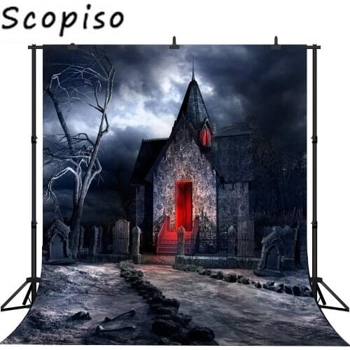 Scopiso Seamless Photography Background Gloomy Horrible House Red light Halloween theme Backdrop photo studio camera fotografica