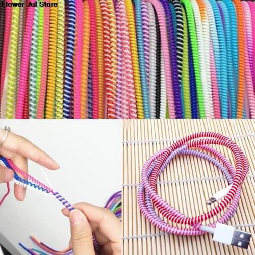 60cm Phone Wire Cord Rope Protector USB Charging Cable Bobbin Winder Data Line Earphone Cover Suit Spring Sleeve Twine