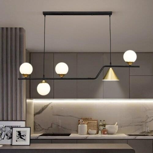 Nordic Chandelier Simple Creative Modern Home Light Luxury Kitchen Long Hanging Light Bar Living Dining Table Room Pendant Lamps