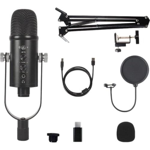 USB Microphone,Condenser Recording Microphone with Mute and Echo for Laptop Pc Mac Phone Studio Recording, Broadcast