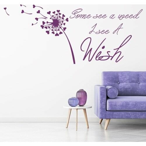 Inspirational Inspiring Wall Sticker Quote Some See A Weed I See A Wish Dandelion Wall Decal Vinyl Home Living Room Decor Z713
