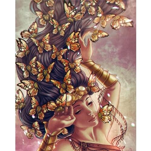 Needlework Diamond Embroidery Butterfly Fairy Girl Cross Stitch Picture Patterns Diy Diamond Painting by Number Room Wall Decor