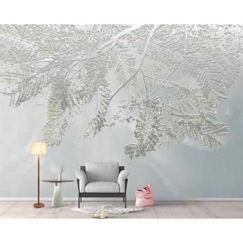 Wellyu Custom large-scale mural 3d wallpaper silver leaf watercolor style Nordic minimalist TV bedroom background wall 3D mural