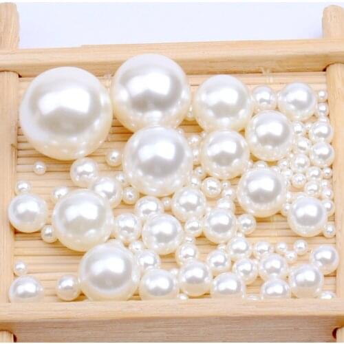 1.5-18mm High Shine No Hole Pearls For Craft Art Round Shape Ivory Color Imitation Pearls Many Sizes For Choose New Resin Beads