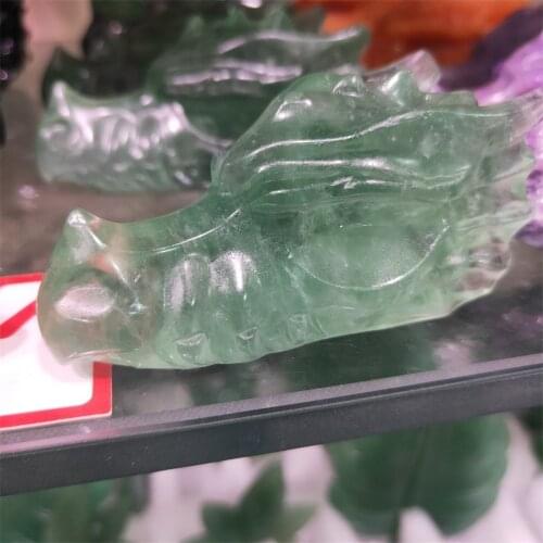 1pcs Green fluorite skull natural crystal sculpture Oriental dragon brain, crystal bibcock, home decoration