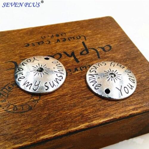High Quality 20 Pieces/Lot Diameter 23mm Antique Silver Plated You are My Sunshine Love Charm For Valentines Day