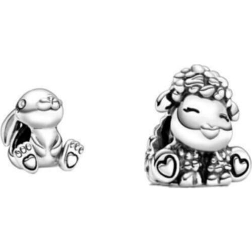 5PCS HTevak Animal Pendant Daisy the Sheep Patty And Rabbit Nini Beads Fit Original Charm Bracelets Women Men DIY Jewelry Making