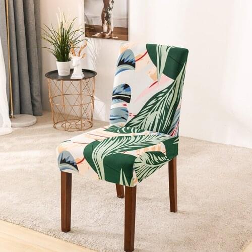 Leaves Printed Anti-dirty Chair Cover Washable Chair Cover Elastic Stretch Removable Chair Cover For Wedding Restaurant Banquet