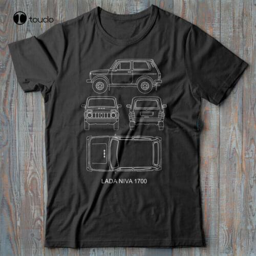 Automotive Car T-Shirt - Lada Niva 1700 Ussr - Technical Blueprint Cccp Vaz Tee Shirt