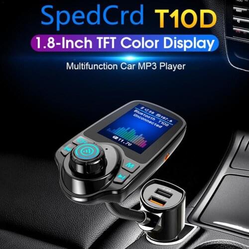 1.8-inch Display QC 3.0 For T10D Bluetooth FM Transmitter Dual USB Car Charger Music Player Automotive Electronic Accessories