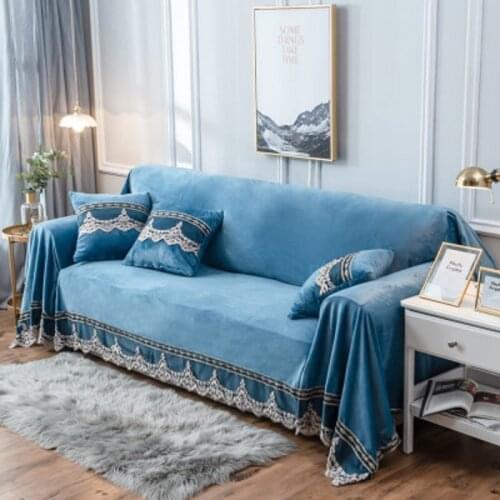 Velvet Sofa Couch Cover For Living Room Lace Sofa Towel Large Size Slipcover Single Double Three Four Seaters Bedspread