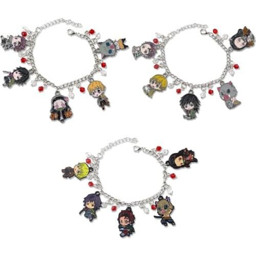 Japanese Anime Demon Slayer Kimetsu no Yaiba Bracelets Men Kamado Tanjirou Metal Bangle For Fans Cosplay Cartoon Cute Character