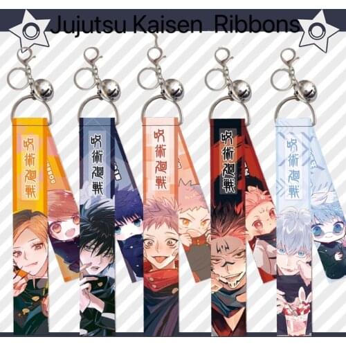 Anime Jujutsu Kaisen ribbon pendant key chain Cosplay ribbon bell ribbon key bag wide lanyard