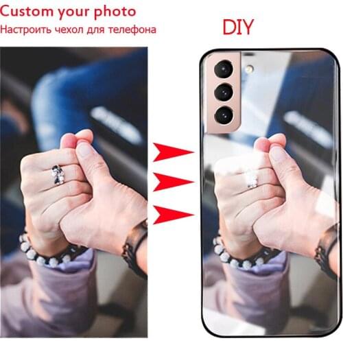 DIY Custom Tempered Glass Phone Case for Samsung S21 S20 A11 S10 S10E S9 S8 Plus Lite Note20 Note10 Ultra Back Cover