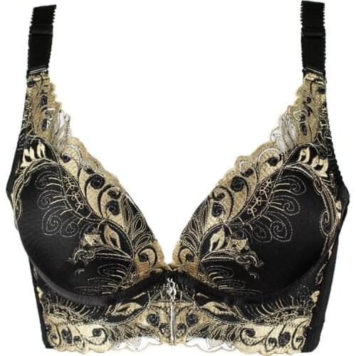 Black sexy push up bra women gather push up bra for women push up sexy bra embroidery push up bra without panties black color