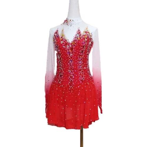 Dvwvb Figure Skating Dress Customized Competition Ice Skating Skirt for Girl Women Kids Performance Gymnastics