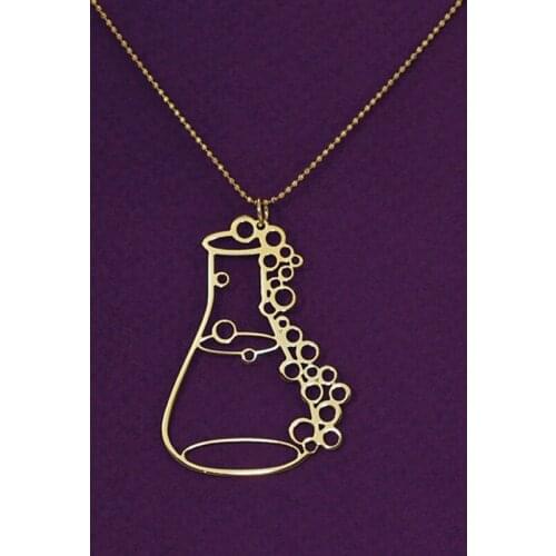 Erlenmeyer flask necklace- potion bottle - chemistry laboratory - graduation gift - conical flask