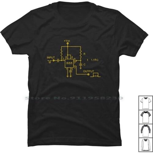 Input And Output 555 Timer T Shirt 100% Cotton Popular Movie Time Tage Logo Geek Tim Out Hot Age Me Go