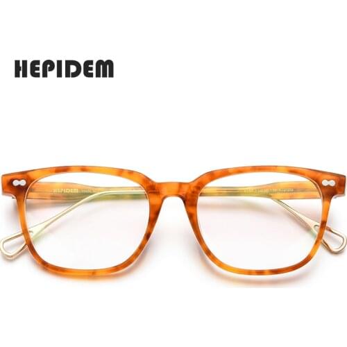 HEPIDEM Acetate Optical Glasses Frame Men Retro Vintage Square Eyeglasses Nerd Women Prescription Spectacles Myopia Eyewear 9137