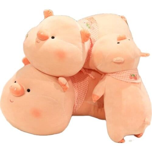 50/65CM Cartoon Cute Super Soft Animals Dolls Plushie Lying Strawberry Pig Dolls Children Stuffed Toys Sofa Bed Cushion