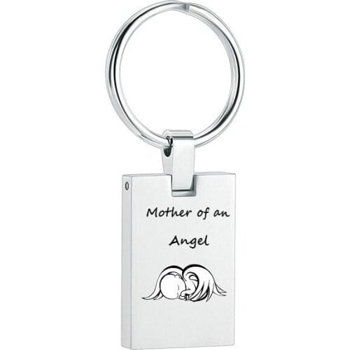LHP208 Mother of an Angel Ashes Keychain Custom Stainless Steel Key Ring Women Men Dog Tage Ashes Holder Urn for My Baby