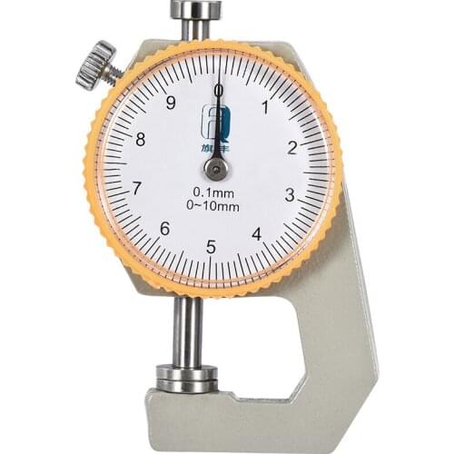 Uxcell Thickness Gauge 0-10x0.1mm Range Flat Anvil Round Dial Indicator Aluminum Alloy for Measuring Paper Film and Leather