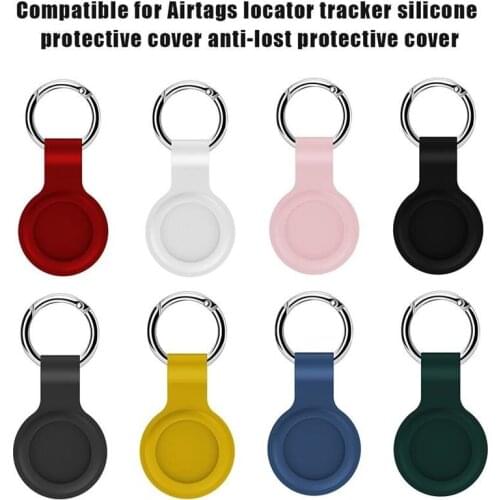 Leather Protector Cover With Keychain For AirTags Shockproof Anti-Scratch Anti-Fall Sleeve Protective Case Shell For AppleAirtag