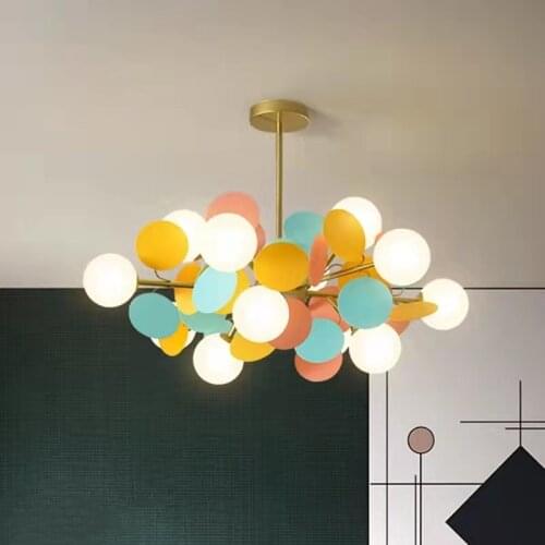 Nordic Creative Designer Parlor Led Pendant Lights Multicolor Art Tree Kids Bedroom Cafe Decoration Light Fixtures