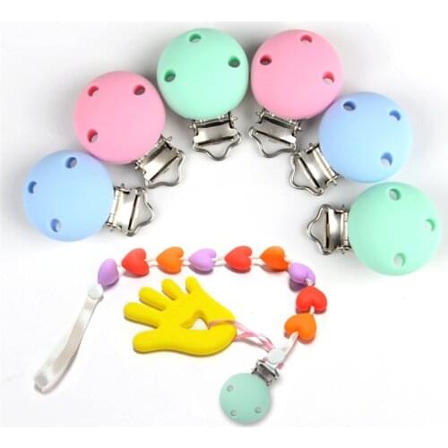 Round Shaped Pacifier Clip BPA Free Silicone Bead Baby Teether Teething Accessories Clip Nipple Clasps Toy