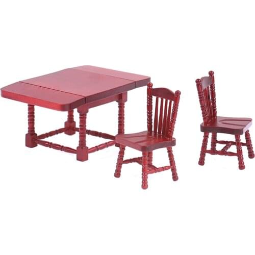 1Set 1:12 Dollhouse Miniature Folding Dining Table Chair Doll House Wooden Furniture Toy