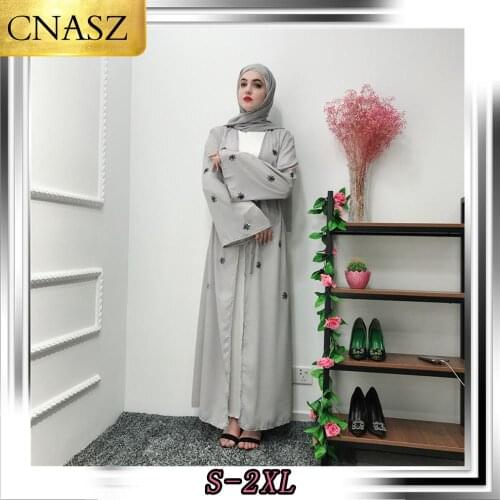 2019 Muslim Islamic Dress Ramadan Special Offer Fashion Small Fresh Embroidered Cardigan Abaya Dubai Turkish Loose Long Robe