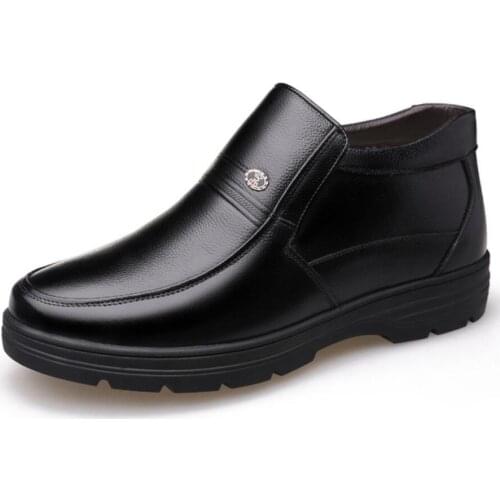 2020 Genuine Leather Shoes Men Winter Boots Warm Cotton Shoe For Cold Winter Cow Leather Men Ankle Boots Male Footwear Erkek Bot