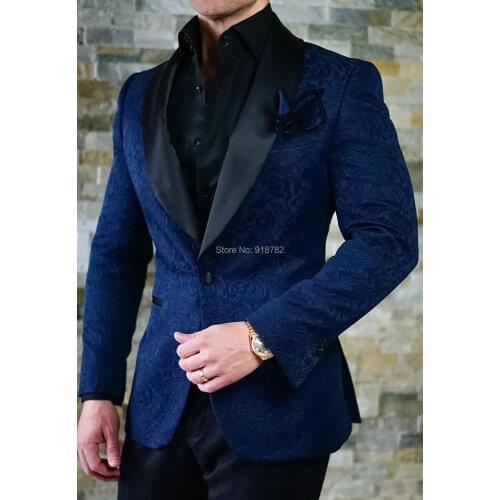 Men Suit For Wedding 2018 New Designer Custom Made Navy Blue Jacket With Black Pant Formal Men Suit Prom Suit Wedding Tuxedo