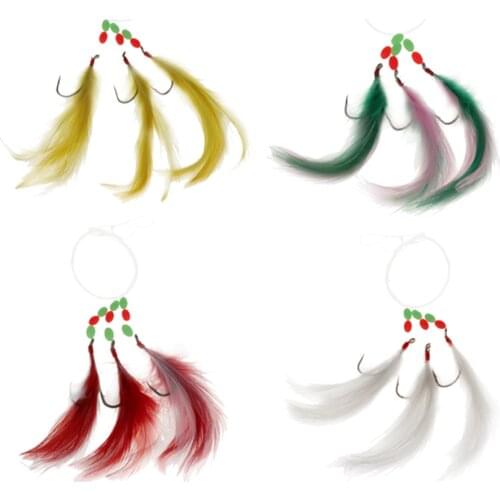 Soft Fishing Lures Mackerel Rigs Skirt Feather Trolling Marlin Lures Bait with Beads Fish Line Freshwater Saltwater Accessories