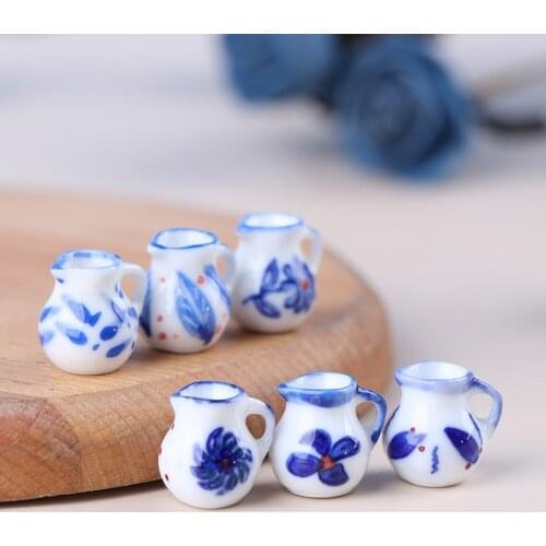 6pcs 1/12 Scale Dollhouse Miniature Mini Milk Pots Set Dolls Room Furniture Decoration
