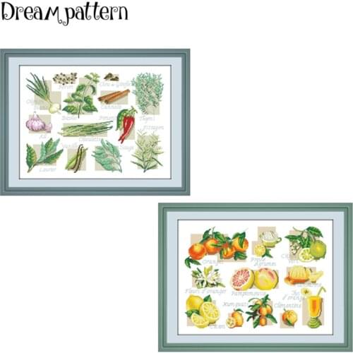 Citrus fruits Vegetables cross stitch kits Xmas aida fabric 18ct 14ct 11ct white cotton thread embroidery kits DIY Folk Crafts