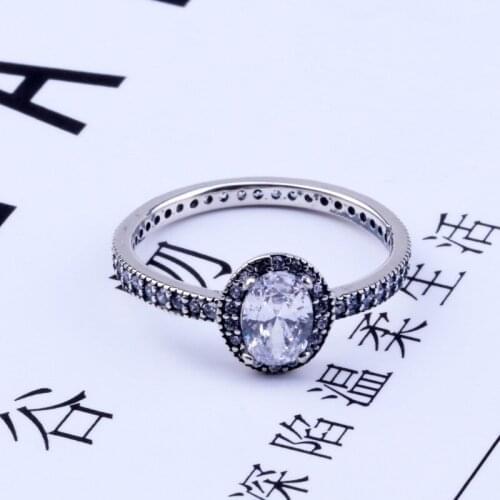 2020 New Original 925 Silver Classic Sparkle Halo Ring For Women Resizable Wedding Engagement Pan Rings DropShipping