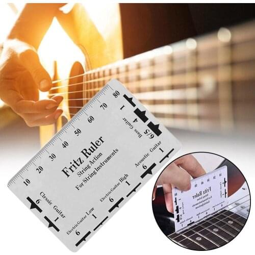 New 2Pc String Action Gauge Ruler Guide Setup Guitar Measuring Ruler Tool Plectrum Dedicated Ruler Parts Bass Guitar Accessories