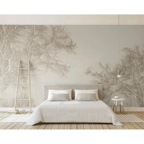 Beibehang Custom wallpaper mural beige 3d three-dimensional delicate relief tree branches Nordic TV background papel de parede
