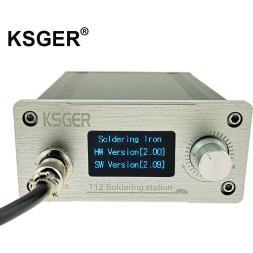 KSGER DIY T12 OLED Soldering Station STM32 V2.0 Auto-Sleep T12 Iron Tips Kits ABS Plastic Handle Aluminum Alloy Case Front Panel