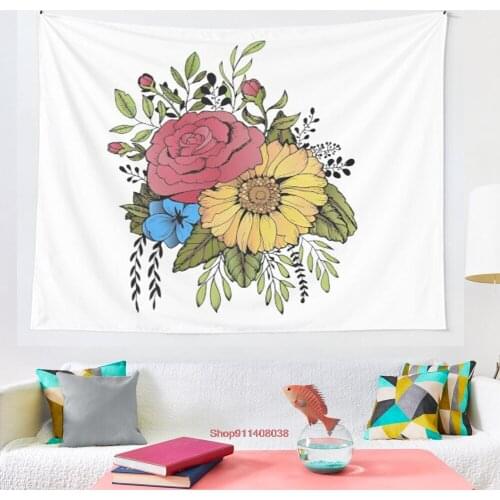 SUNFLOWER and ROSE tapestry Wall Hanging Astrology Divination Bedspread